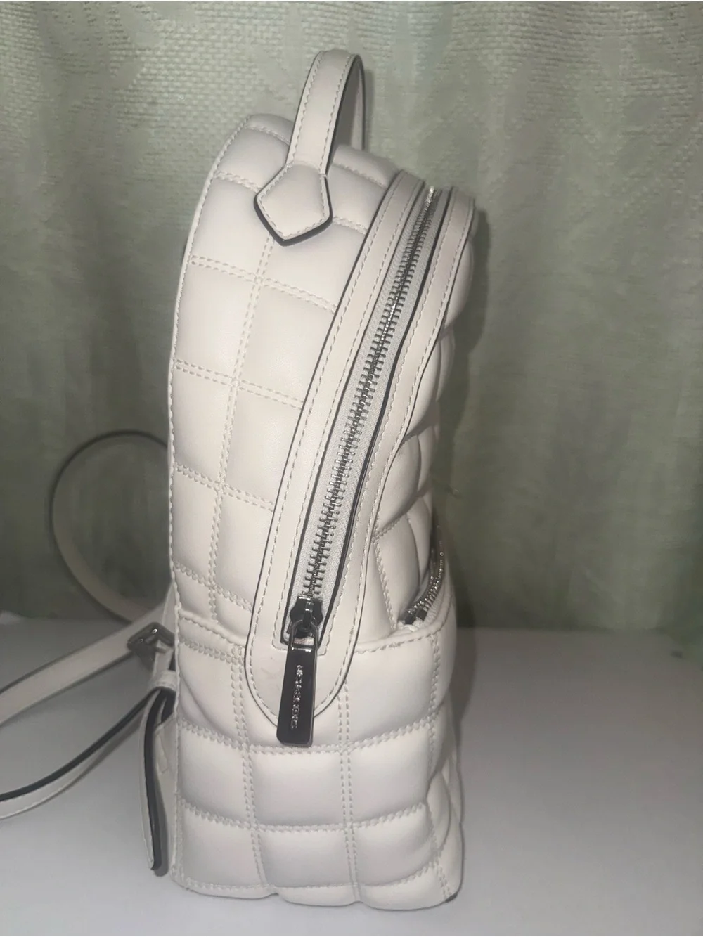 Michael Kors White Leather Mini Backpack with Light Pink Lining